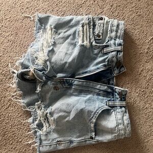 Ksubi Light Blue Distressed Denim Shorts